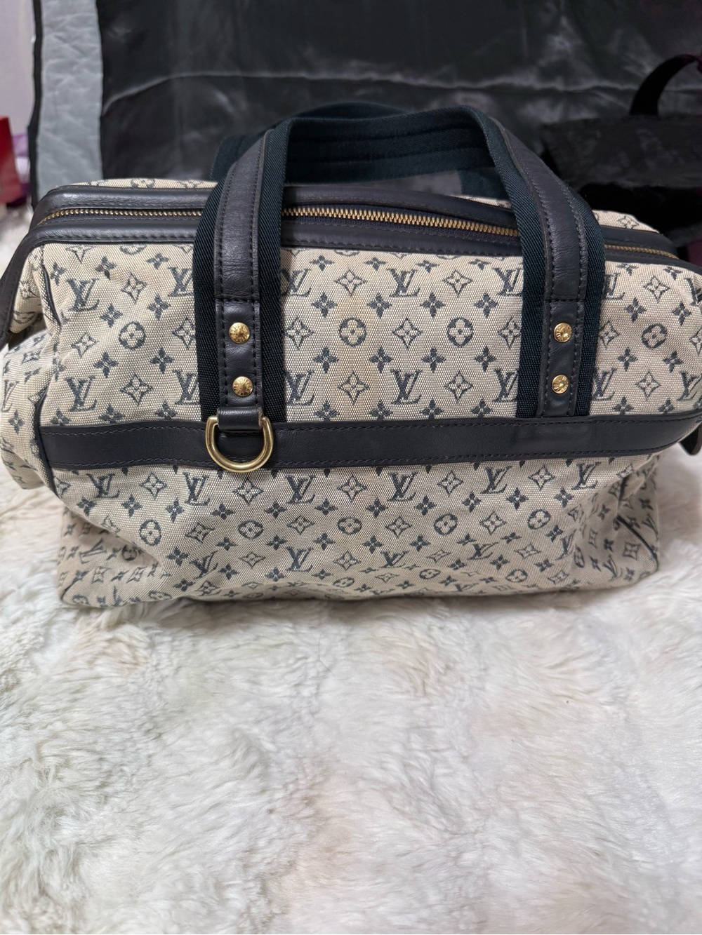 Louis Vuitton Cream Monogram Duffel with Black Trim